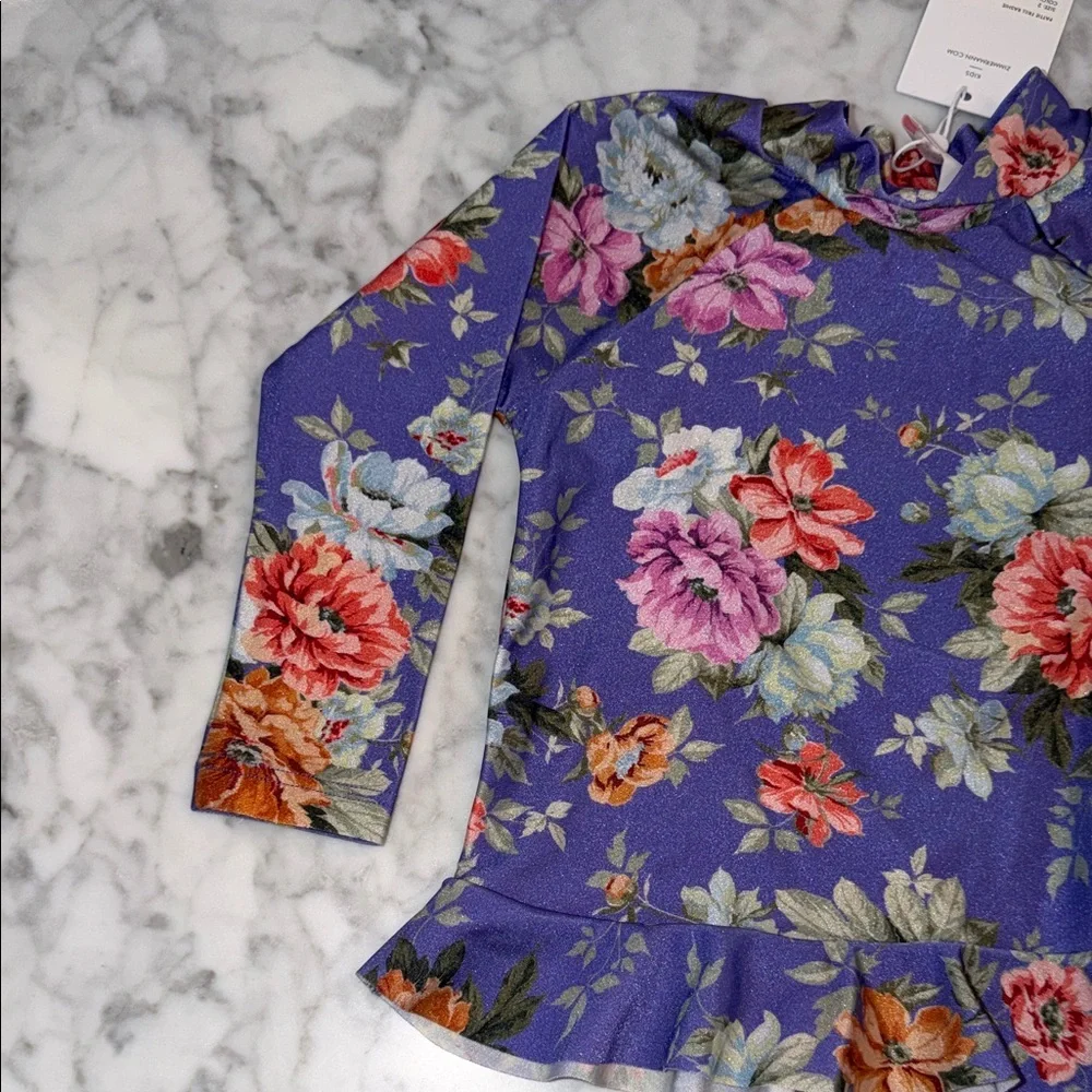 NWT Zimmermann Purple Floral Ruffle Rashguard Swim Top 2Y - Picture 3 of 10